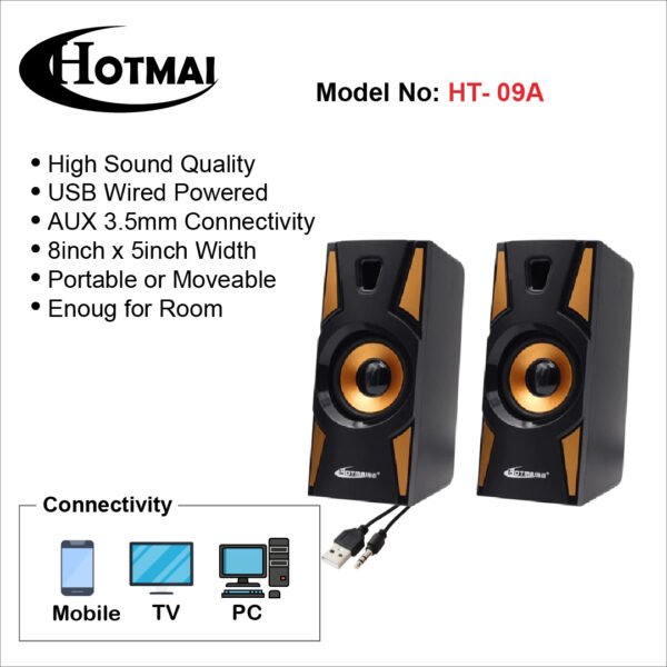 HOTMAI HT-09A speaker visual specs written beside product
