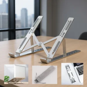 Metal Laptop Stand on Table with clear view of product