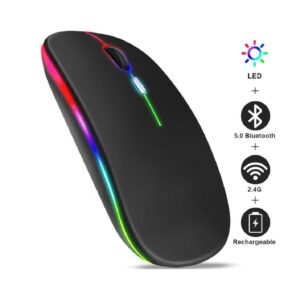 HP W10 Wireless Rechargeable Mouse | Bluetooth 5.0 & 2.4GHz | RGB Black Mouse