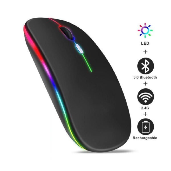 HP W10 black wireless rechargeable mouse with RGB lighting