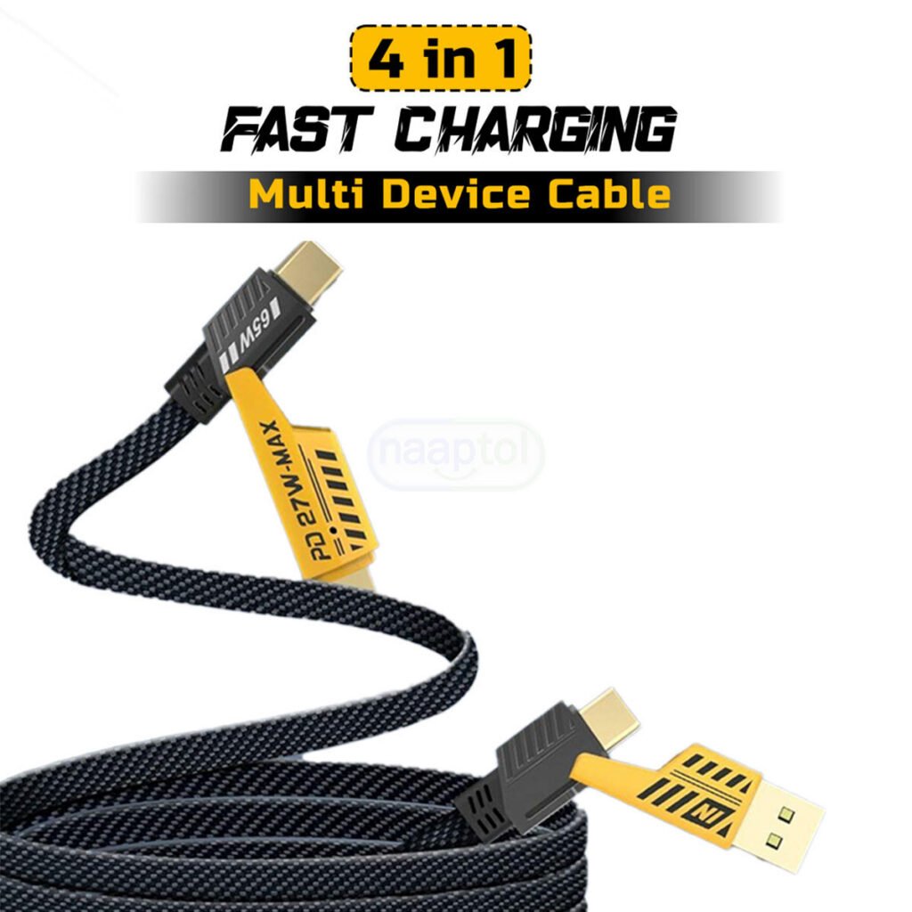 4-in-1 fast charging cable type-c to type-c and lightning