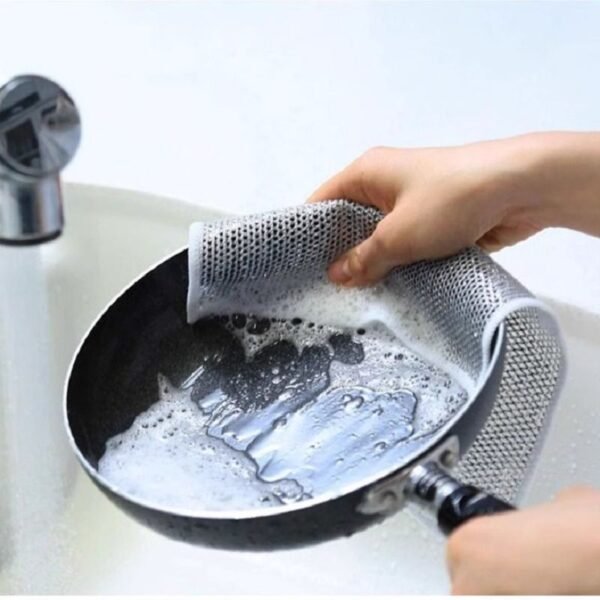 Non-scratch silver wire dish cloth for utensils